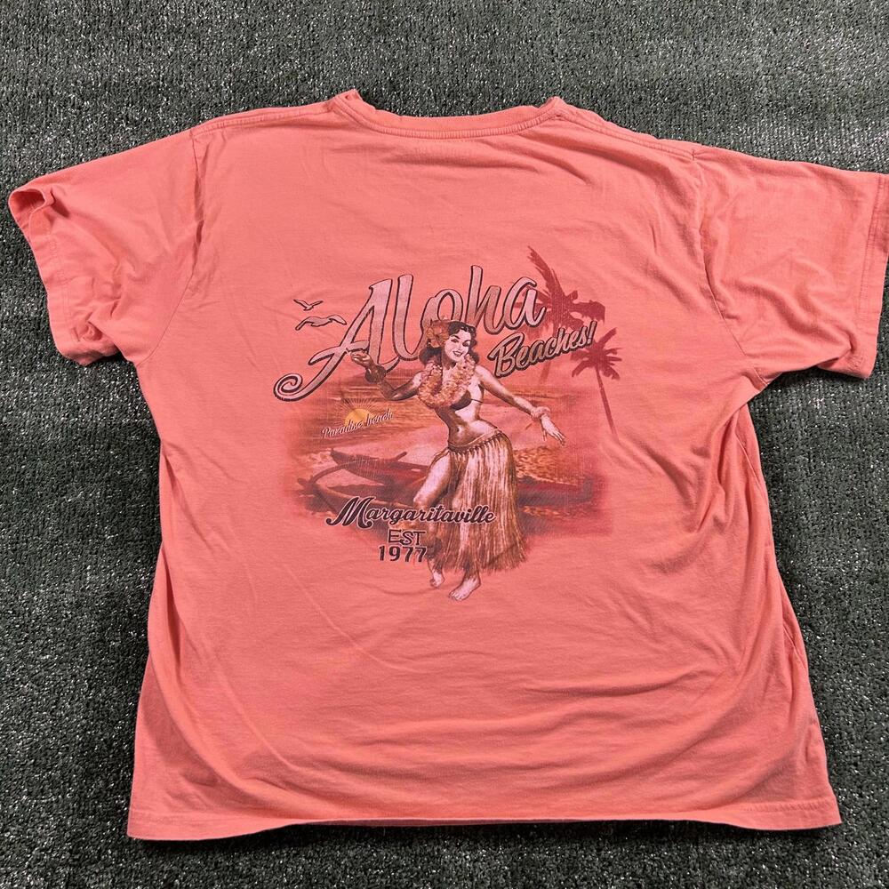 Vintage Style Coral Aloha Beaches T-Shirt. XXL